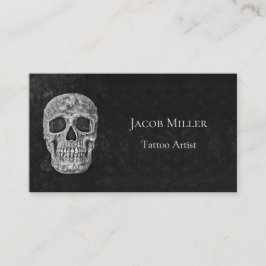 ゴシックスカル頭白黒タトゥーアーティスト 名刺