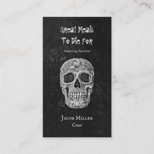 ゴシックスカル頭部白黒ケータリング 名刺 (正面)