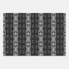 ゴシックスカル頭黒白模様 ラッピングペーパーシート