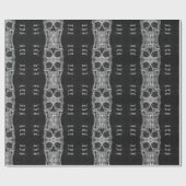 ゴシックスカル頭黒白模様 ラッピングペーパー (フラット)