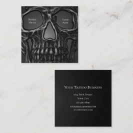 ゴシックスカル顔グレーメタリックタカッコいいトゥーショップ スクエア名刺