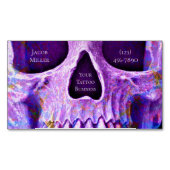 ゴシックスカル顔パユニークープルブルータトゥーショップ マグネット名刺 (正面)