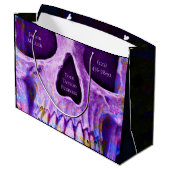 ゴシックスカル顔パユニークープルブルータトゥーショップ ラージペーパーバッグ (裏面アングル)