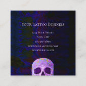 ゴシックスカル顔パープルブルータカッコいいトゥーショップ スクエア名刺 (裏面)