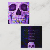 ゴシックスカル顔パープルブルータカッコいいトゥーショップ スクエア名刺 (正面/裏面)