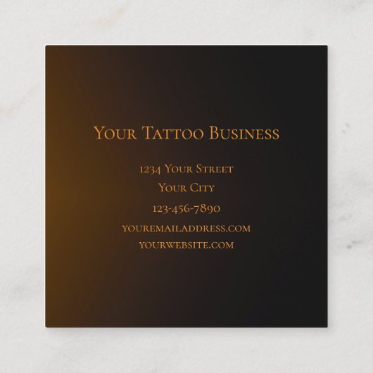 ゴシックスカル顔メタリック金ゴールドタトゥーショップ スクエア名刺 (裏面)