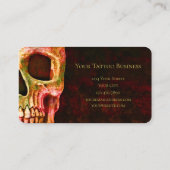 ゴシックスカル顔レッドグリーンタトゥーショップ 名刺 (裏面)