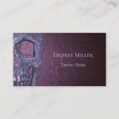 ゴシックスカル顔白熱［赤熱］光を放つパープルピンクタトゥー店 名刺 (正面)