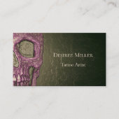 ゴシックスカル顔白熱［赤熱］光を放つピンクグリーンタトゥーショップ 名刺 (正面)