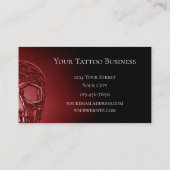 ゴシックスカル顔白熱［赤熱］光を放つレッドブラックタトゥーショップ 名刺 (裏面)