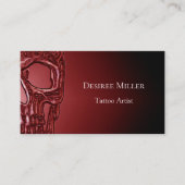 ゴシックスカル顔白熱［赤熱］光を放つレッドブラックタトゥーショップ 名刺 (正面)