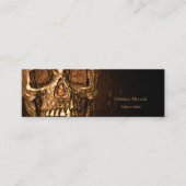 ゴシックスカル顔白熱［赤熱］光を放つ金ゴールドブラックタトゥーショップ コーリングカード (正面)