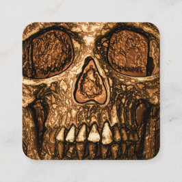 ゴシックスカル顔白熱［赤熱］光を放つ金ゴールドブラックタトゥーショップ 名刺