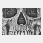 ゴシックスカル顔白黒タトゥーショップラップ ラッピングペーパーシート (正面)