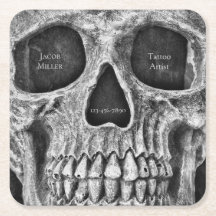 ゴシックスカル顔白黒タトゥーショップ