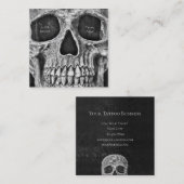 ゴシックスカル顔白黒タトゥーショップ スクエア名刺 (正面/裏面)