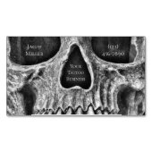 ゴシックスカル顔白黒タトゥーショップ マグネット名刺 (正面)