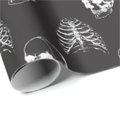 ゴシックスカル骨格ブラックラッピング紙 ラッピングペーパー (ロールコーナー)