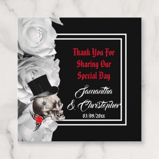 ゴシックスカル黒ありがとう結婚式 フェイバータグ (正面)