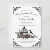 ゴシックスカル、カボチャ&紅葉感謝祭 招待状 (正面)