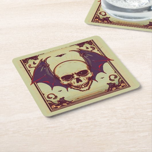 ゴシックスカル スクエアペーパーコースター (アングル)
