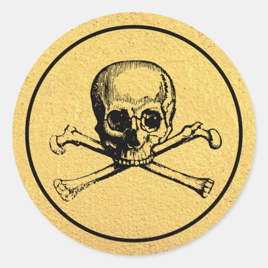 ゴシックスカル |ステッカー |金ゴールド ラウンドシール (正面)