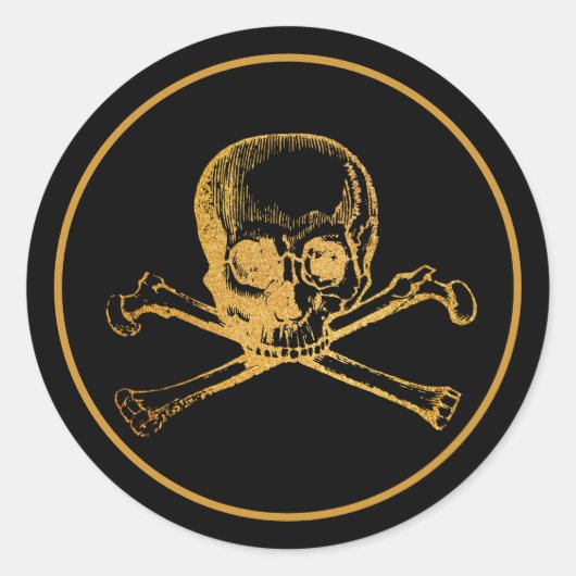 ゴシックスカル |ステッカー |黒 ラウンドシール (正面)