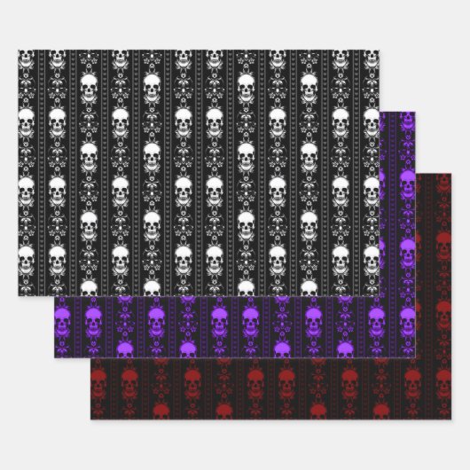 ゴシックスカル&ストライプコレクション ラッピングペーパーシート (セット)