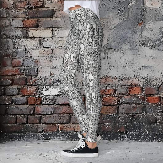 ゴシックスカル&ストーンハロウィーンレギンス レギンス