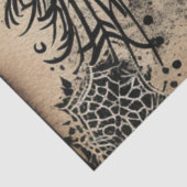 ゴシックスカル、ティール(緑がかった色)煙の目ephemera 薄葉紙 (詳細)