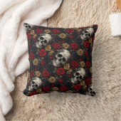 ゴシックスカル&バラ装飾用クッション クッション (ブランケット)