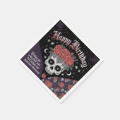 ゴシックスカル&バラ誕生日カード スタンダードカクテルナプキン (角)