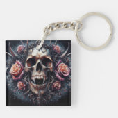 ゴシックスカル、バラ飾り キーホルダー (裏面)