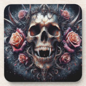 ゴシックスカル、バラ飾り コースター (正面)