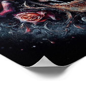 ゴシックスカル、バラ飾り ポスター (角)