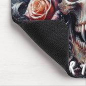 ゴシックスカル、バラ飾り マウスパッド (コーナー)