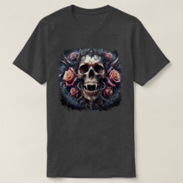 ゴシックスカル、バラ飾り Tシャツ