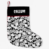 ゴシックスカル パターン(の模様が)ある スモールクリスマスストッキング (正面)