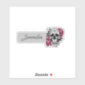 ゴシックスカル（ピンク牡丹ID付） シール (シート)