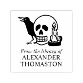 ゴシックスカル、レイベン、キャンドル図書名 セルフインキングスタンプ (デザイン)