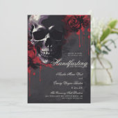 ゴシックスカル&レッドローゼハロウィンハンドスティング 招待状 (スタンド正面)