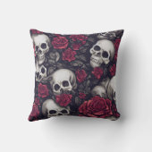 ゴシックスカル&レッドローゼパターン クッション (裏面)