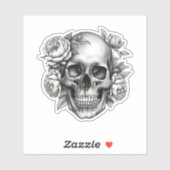 ゴシックスカル（牡丹の防水性） シール (シート)