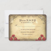 ゴシックスカルDay of the Dead Wedding RSVPカード (裏面)