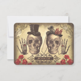 ゴシックスカルDay of the Dead Wedding RSVPカード
