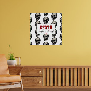 ゴシックスカル'Death Before Decaf' 不気味おもしろい- ポスター