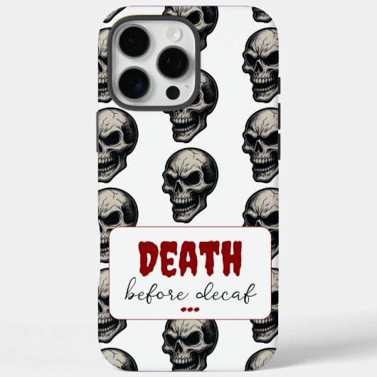 ゴシックスカル'Death Before Decaf' | 不気味おもしろい- Case-Mate iPhoneケース (裏面)