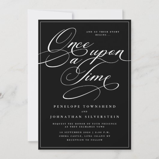 ゴシックスクリプトの黒い結婚式 Once Upon a Time 招待状 (正面)