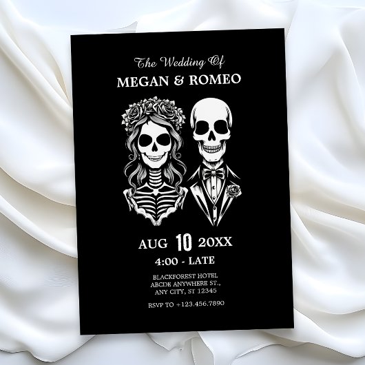 ゴシックスケルトンカップルの結婚式 招待状