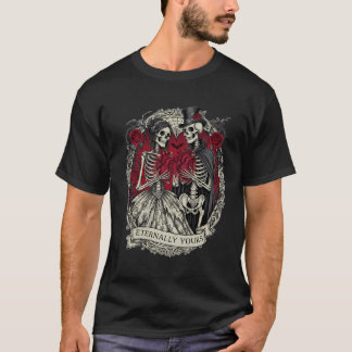 ゴシックスケルトンカップルバレンタインビッグTシャツ Tシャツ